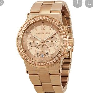 MICHAEL KORS Rose Gold Baguette Chronograph Watch